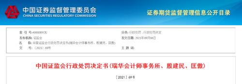 瑞华会计师事务所出具虚假记载审计报告被罚480万(图1)