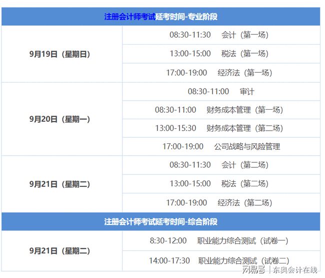 2021年注册会计师考试延考时间(图1)